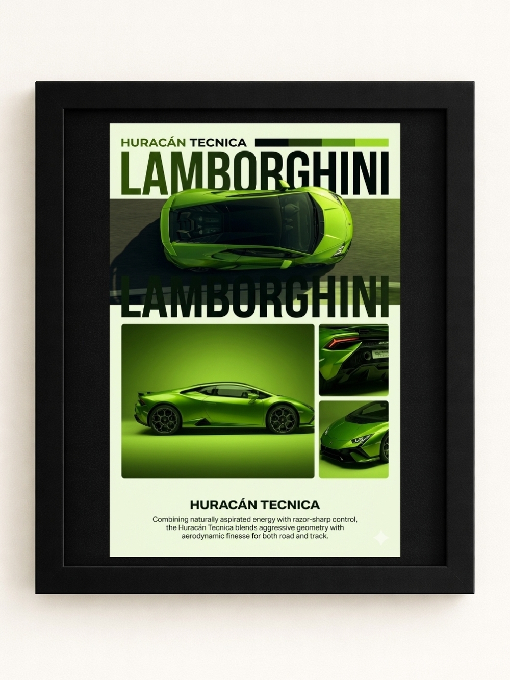 Lamborghini Green Huracán Tecnica Automotive A.I. Art.Print in 8x10 Frame